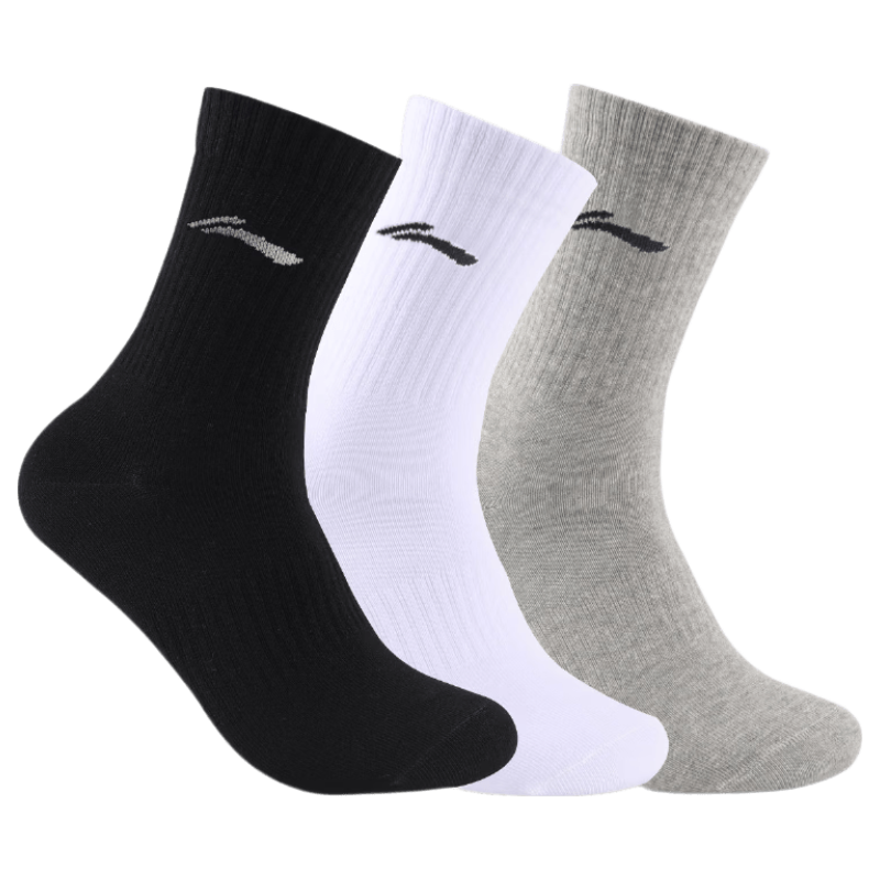 LI-NING Sports Socks Sweat-Absorbing Men's Summer (3 Pairs) Basketball Socks Women's Antibacterial Odor-Resistant Breathable Running Socks Black White Gray