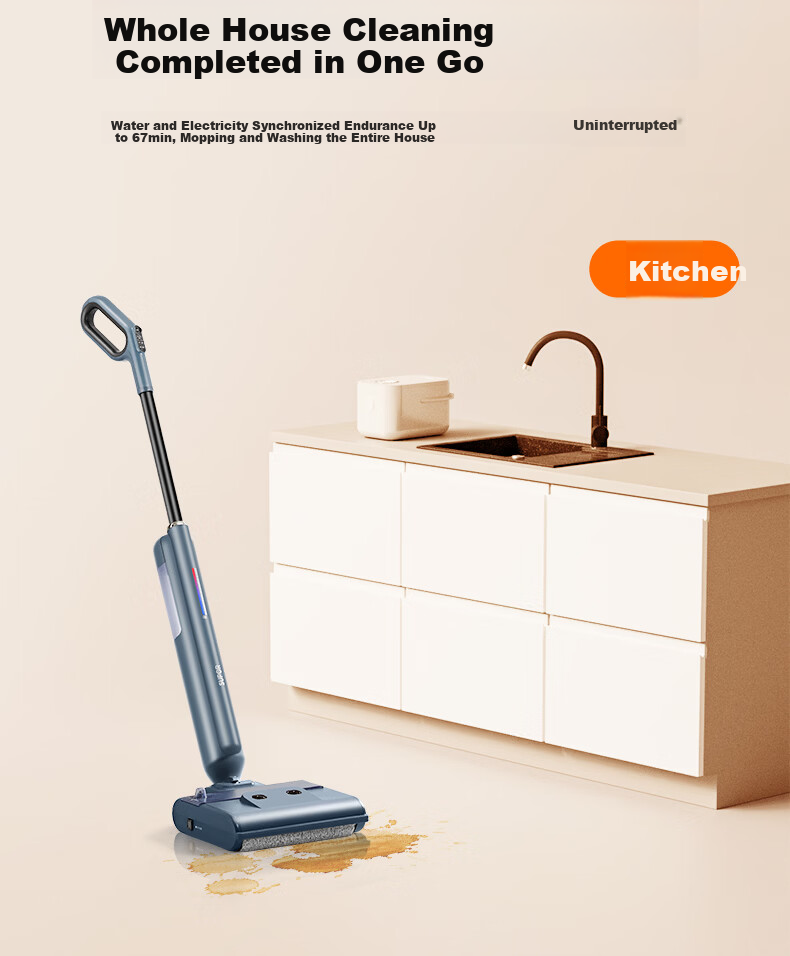 Supor Floor Washer K2 - 2-in-1 Wash and Mop Machine, Solid-Liquid Separation, Odorless, Quiet, Lightweight, Self-Propelled Electric Mop, Home Use, Starry Gray 22