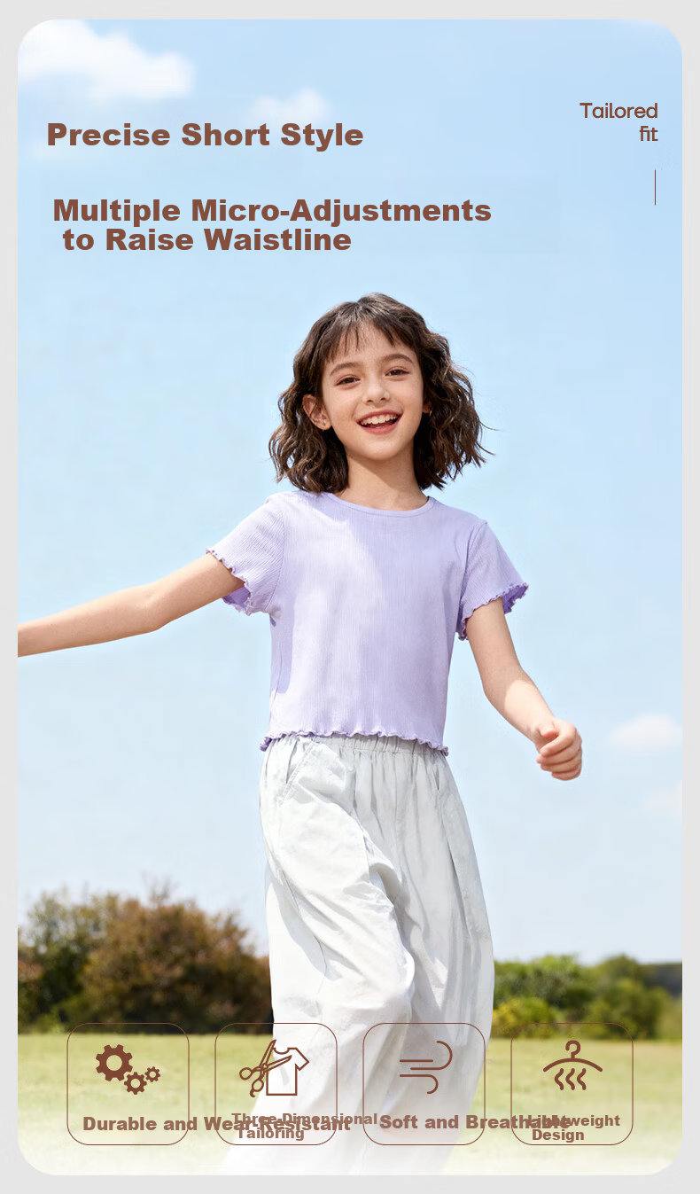 Baleno Girls Summer Set 2026 New Children's Summer Fashion Yamamoto Wide-Leg Pants Short Sleeve Two-Piece Outfit for Girls 4