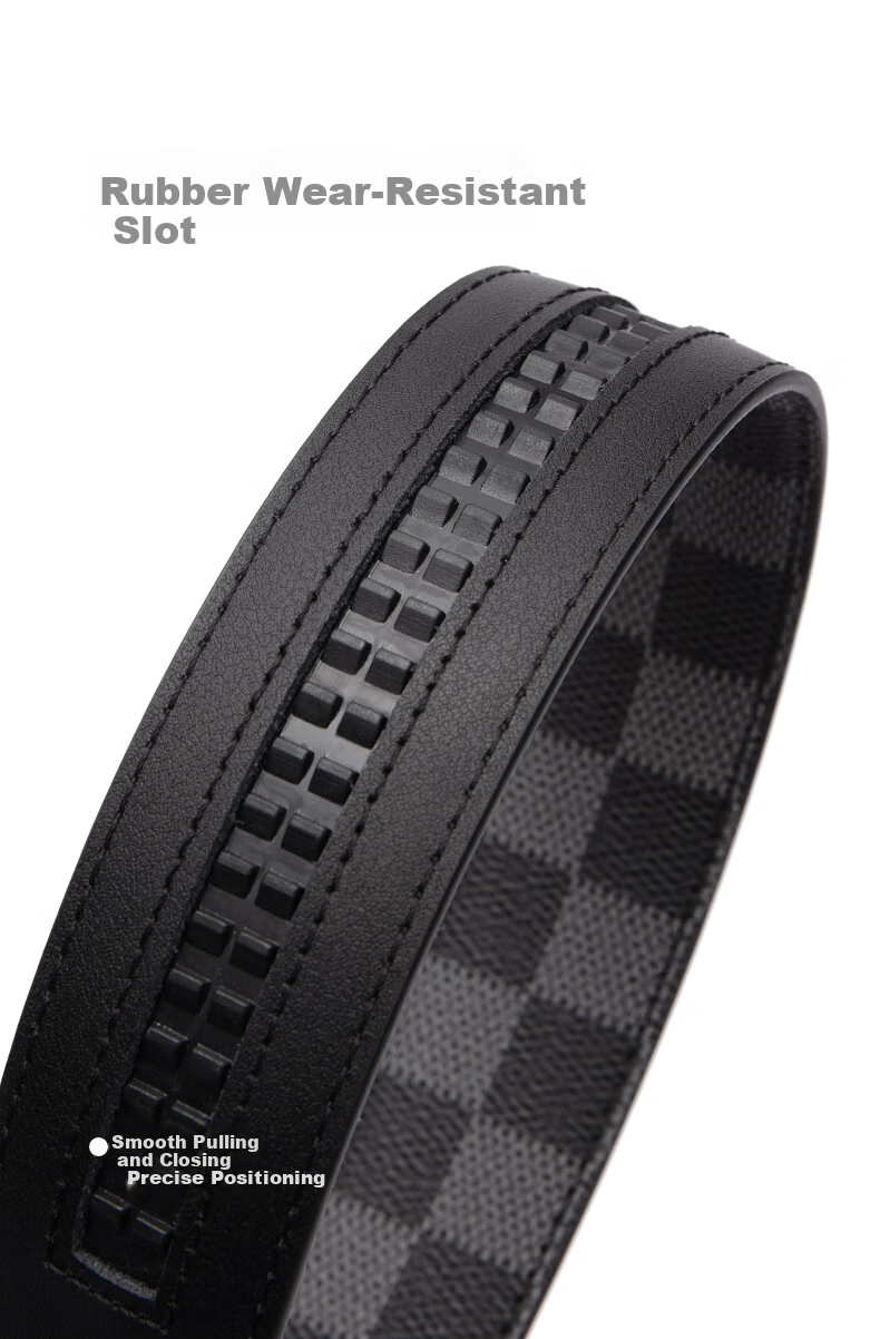 GXG Men's Commuter Black Automatic Buckle Belt with Checkered Letter Buckle Black 110cm 8