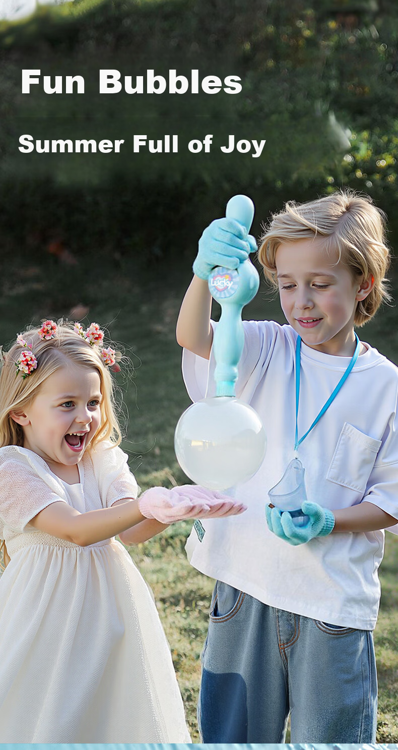 Childhood Infinite Elastic Smoke Bubble Machine Kids Handheld Outdoor Bubble Wand Electric Toy Gift for Boys and Girls (Light Blue) 5