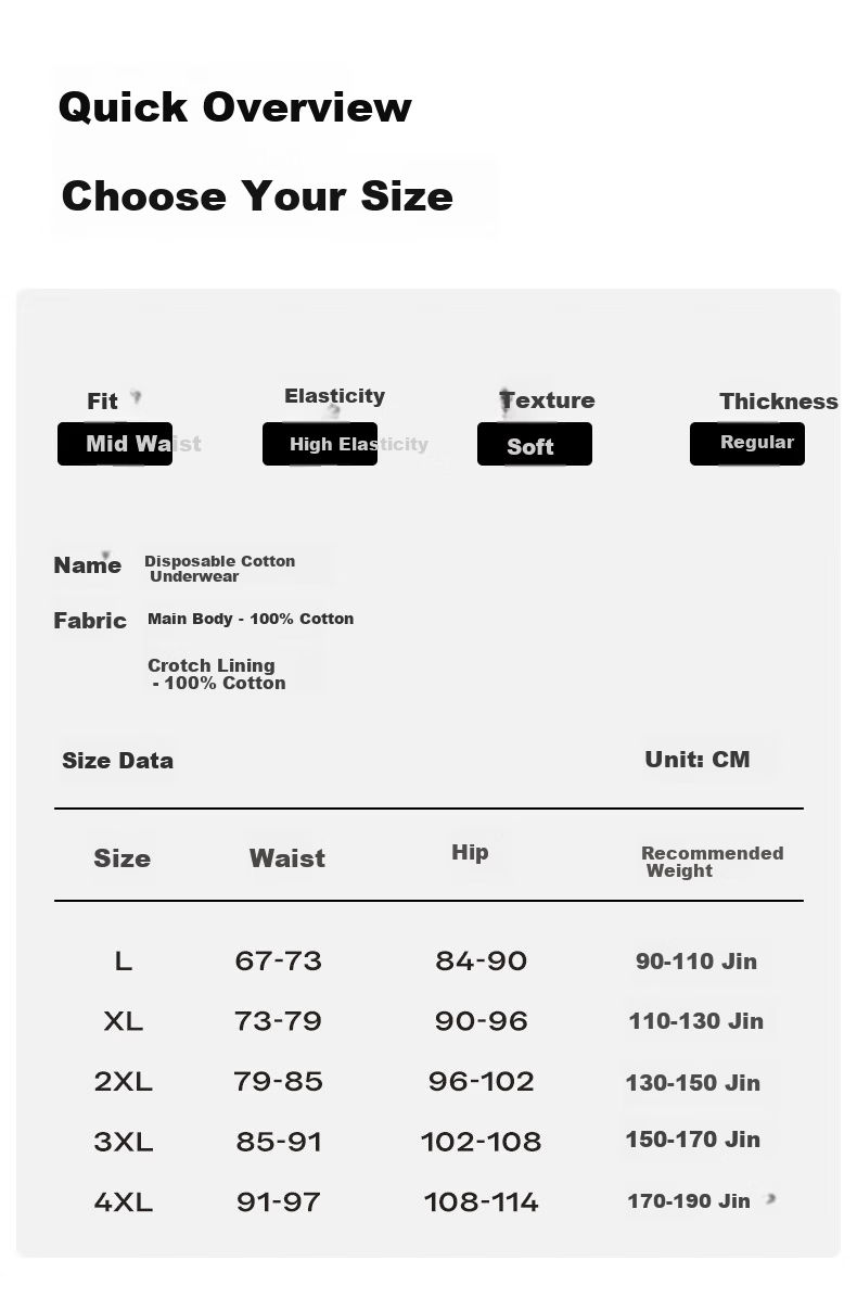 GNJ Men's Disposable Cotton Boxer Briefs Travel Portable EO Sterilized Wash-Free Individually Packaged Business Trip 23