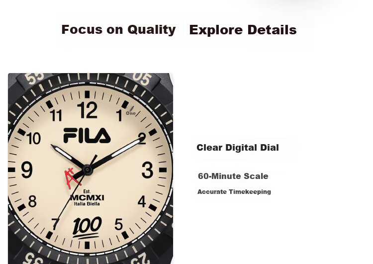 FILA Student Watch for Middle and High School Exams Outdoor Sports Quartz Watch Gift for Kids 6842-001 6