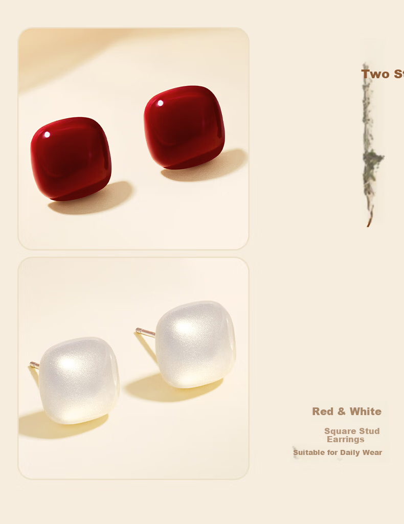 GLTEN Small Sugar Cube Silver Ear Studs Imitation Pearl Women's Earrings 2026 New Birthday Gift for Girlfriend Delicate Wife Ear Care 6