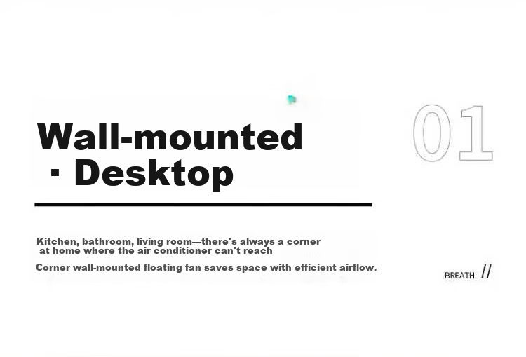 Edon Floating Wall-Mounted Air Circulation Fan Wireless Desktop Kitchen Small Fan Rechargeable Foldable Portable Office Electric Fan Bathroom Kitchen Wall-Mounted Fan E808KY 9