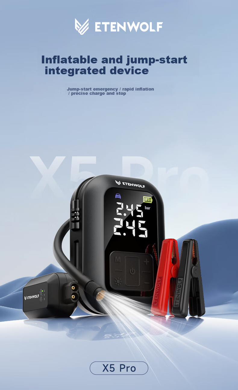 ETENWOLF X5pro Car Emergency Jump Starter Power Bank with 3C Certification and Integrated Air Pump 10