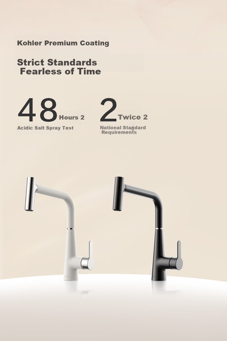 KOHLER Heming Kitchen Faucet Pull-Out Rotatable Adjustable Hot and Cold Water Polished Chrome 10