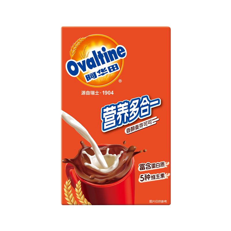 阿华田（Ovaltine）可可粉180g(30g*6包)代餐巧克力粉牛奶烘焙咖啡冲饮伴侣固体饮料