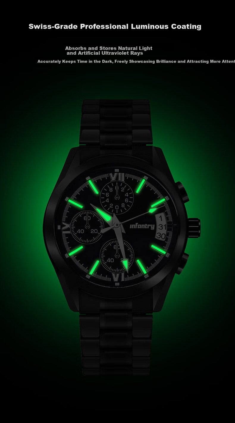 INFANTRY Eagle Black Knight Men's Fashion Waterproof Steel Band Business Quartz Watch Birthday Gift for Boyfriend 7
