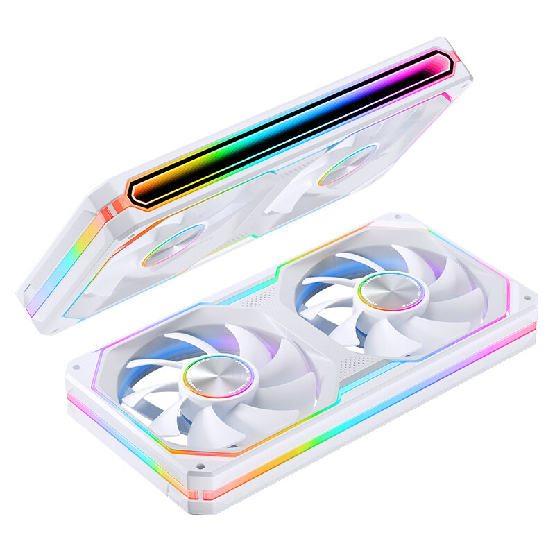 JONSBO XA-240W Shadow Blade White 12CM x2 Case Fans (Dual Frame Lighting/Color Block Design/2-in-1/ARGB Sync/PWM Male-Female Connectors)