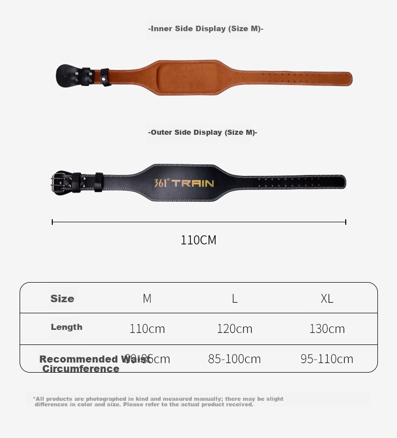 361° Fitness Belt Men Deadlift Squat Strength Training Weightlifting Protective Belt Size M 12