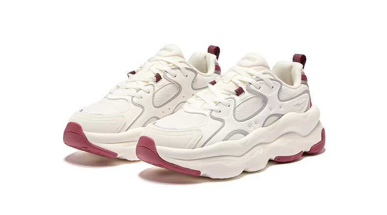 ERKE Women's Sports Shoes Leather Mesh Breathable New Retro Colorblock Street Trend Thick Sole Casual Dad Sneakers | Peach Heart 24