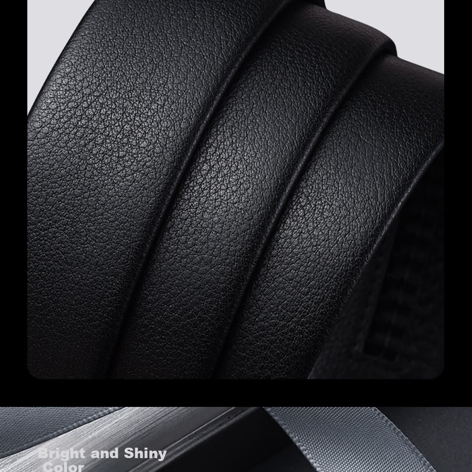 BOSSSUNWEN Men's Genuine Leather First Layer Cowhide Automatic Buckle Belt Anniversary Father's Day Gift for Dad Husband 6