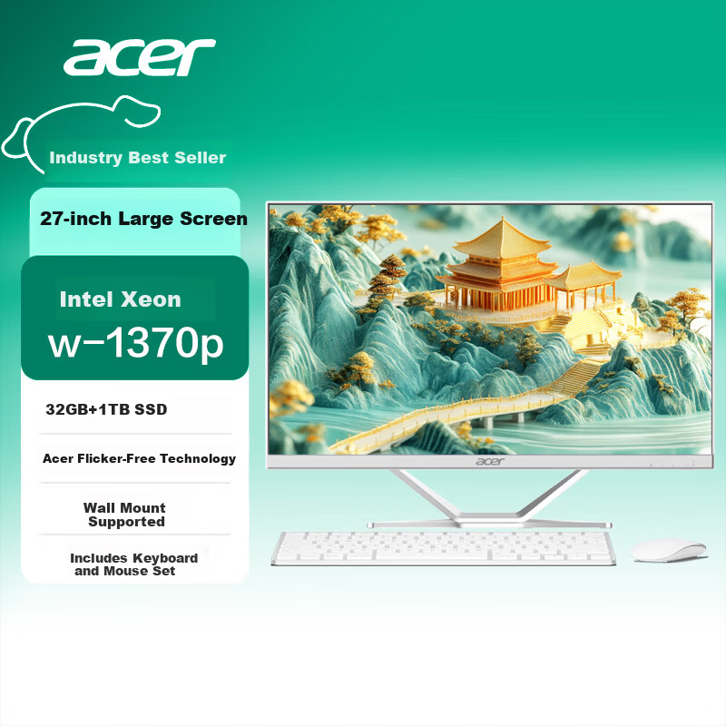 Acer Workstation All-in-One Desktop Computer 27-inch (Intel Xeon W-1370P, 32GB RAM, 1TB SSD)