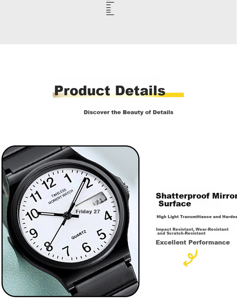 Light Shadow Moment Student Trendy Boys Children's Watch Luminous Dual Display Analog Quartz Exam Wristwatch for Teens 18