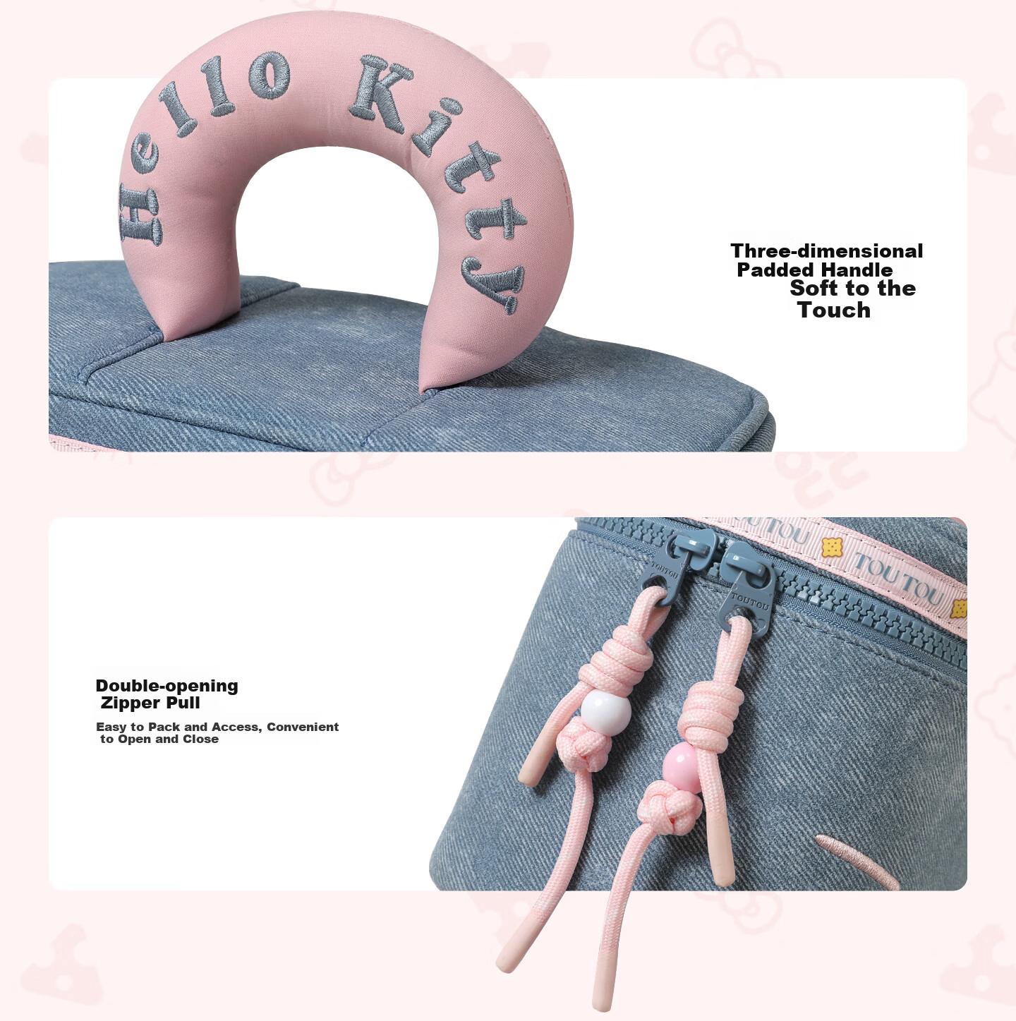 Toutou New Hello Kitty Denim Makeup Bag Storage Camera Bag Children's Day Birthday Gift for Girlfriend 25