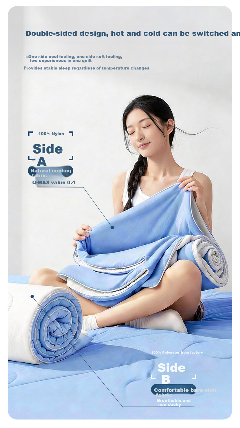 MUJI Class A Single Summer Cooling Quilt 100% Nylon Machine Washable Air Conditioning Quilt Cooling Summer Quilt Green Gray 200*200cm 3