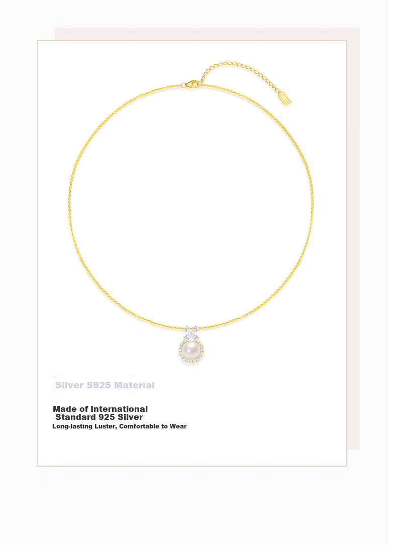 CHOW TAI SENG DC Clover Pearl Necklace for Women Sweater Chain Sterling Silver Luxury Clavicle Chain Birthday Gift for Girlfriend Wife 5