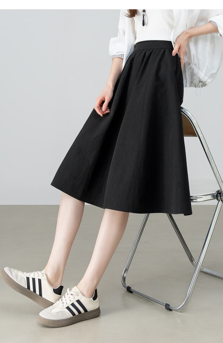 Shangdu Bila Pear-Shaped Slimming Casual Pleated A-Line Mid-Length Skirt for Women Spring Summer 16