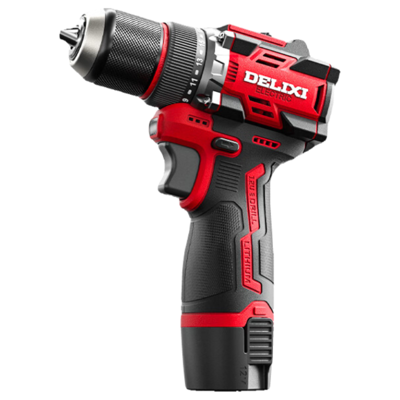 Delixi Electric Brushless Lithium Cordless Drill 12V Household Electric Screwdriver Multifunctional Power Drill Toolbox