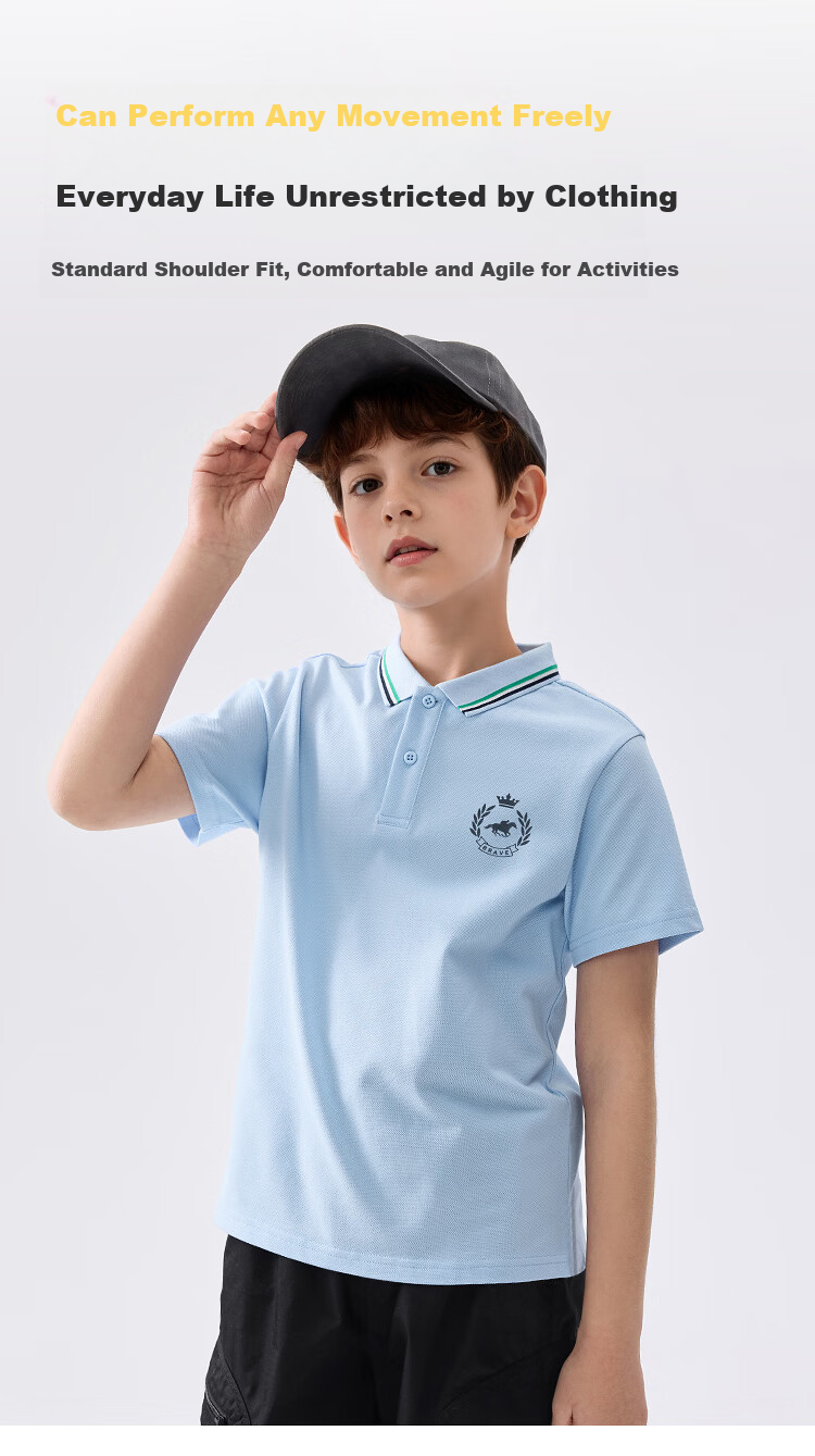 Balabala Boys Short Sleeve T-Shirt Children's 2026 Summer New Polo Shirt Striped Comfortable Top Trendy Casual for Older Kids 3