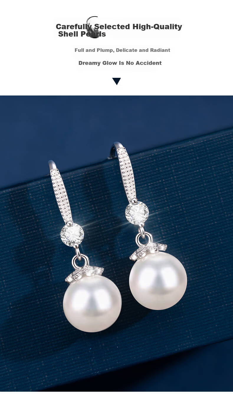 Lao Feng Xiang Premium Pearl Earrings for Women Silver Elegant Drop Earrings Jewelry Birthday Anniversary Gift for Girlfriend Wife 3