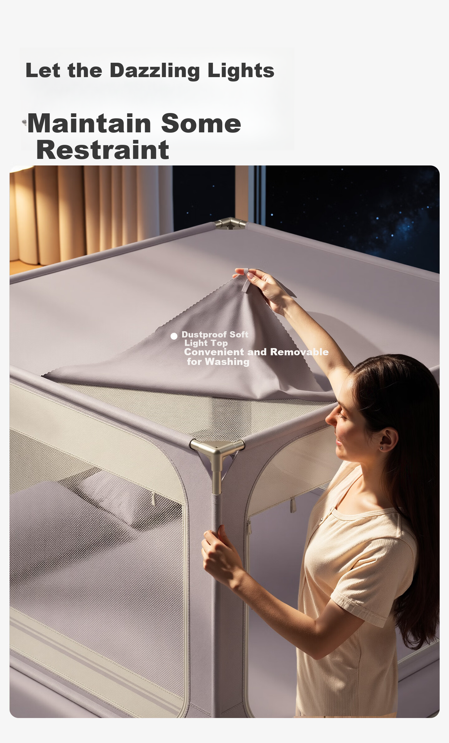 OUYUN Baby Anti-Fall Mosquito Net 1.8x2m Children's Bed Rail Protective Mongolian Style Full-Coverage Baby Canopy 21
