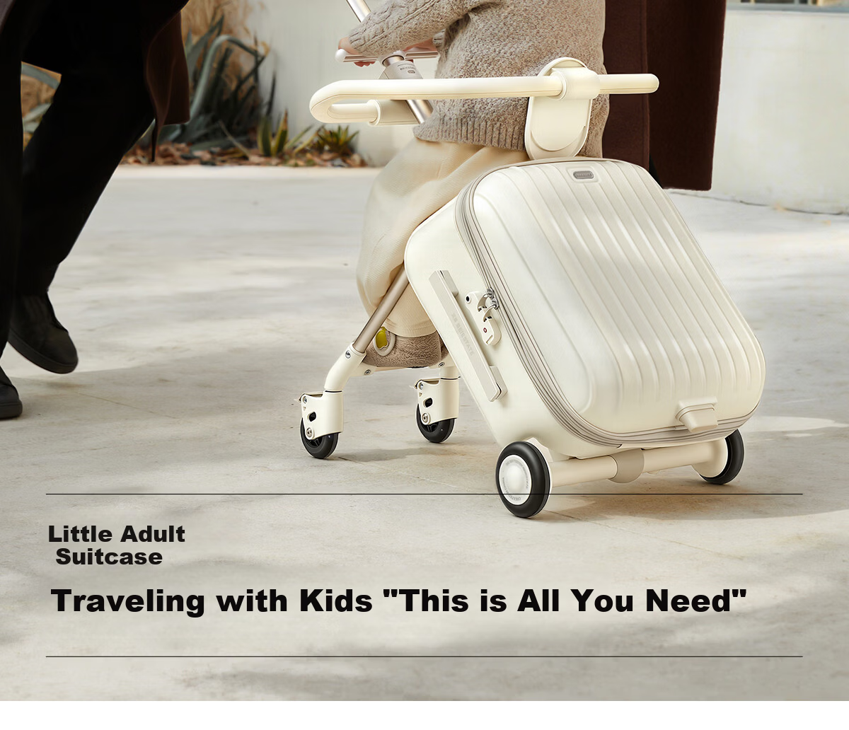 BEIESTATE Kids Travel Suitcase Toddler Ride-On Carry-On Luggage with Telescopic Handle Lazy Travel (No Guardrail Version) 1