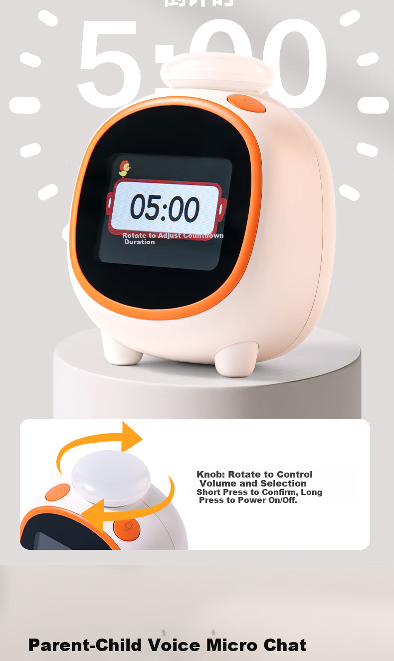 Deli Multifunctional LCD Cute Pet Smart Alarm Clock, 1200mAh, Student Night Light Bedside Clock, Children's Bedroom Clock, Time Management Device, White 8852 Gift 6