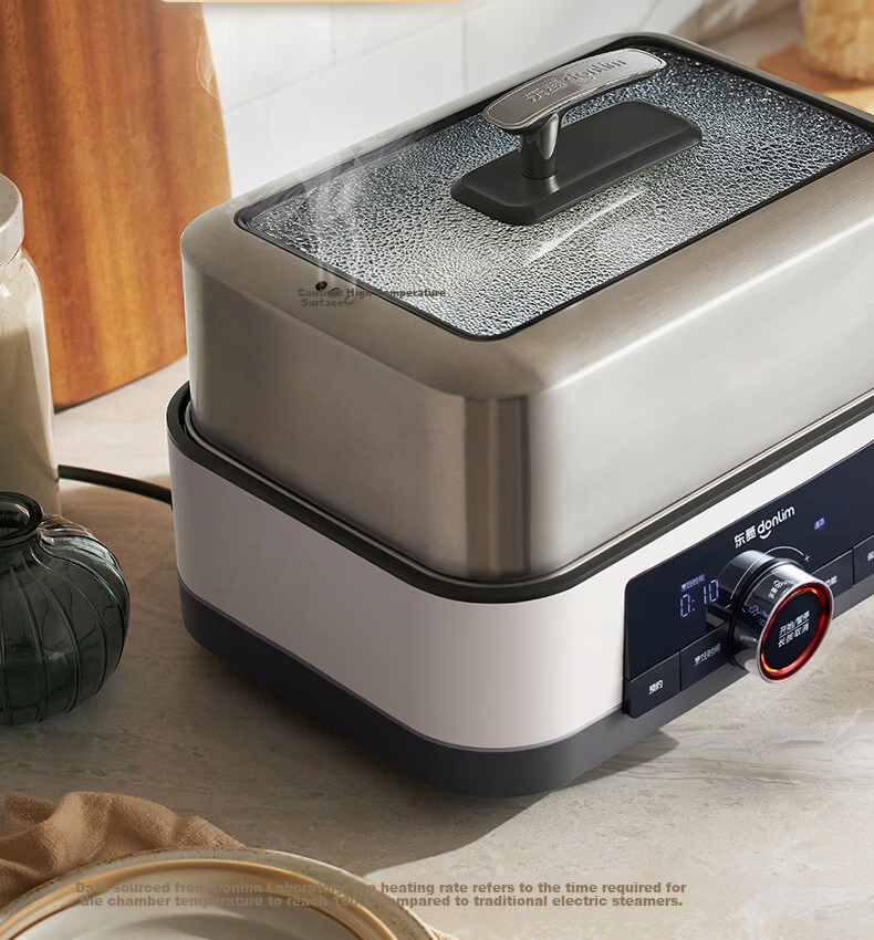 Donlim 618 Price Protection Electric Steamer Multi-Functional Steaming and Stewing Pot Double-Layer Stainless Steel 1005 Upgraded Large Capacity Steam Cooker with Reservation Timer for 3-4 People DL-3 14