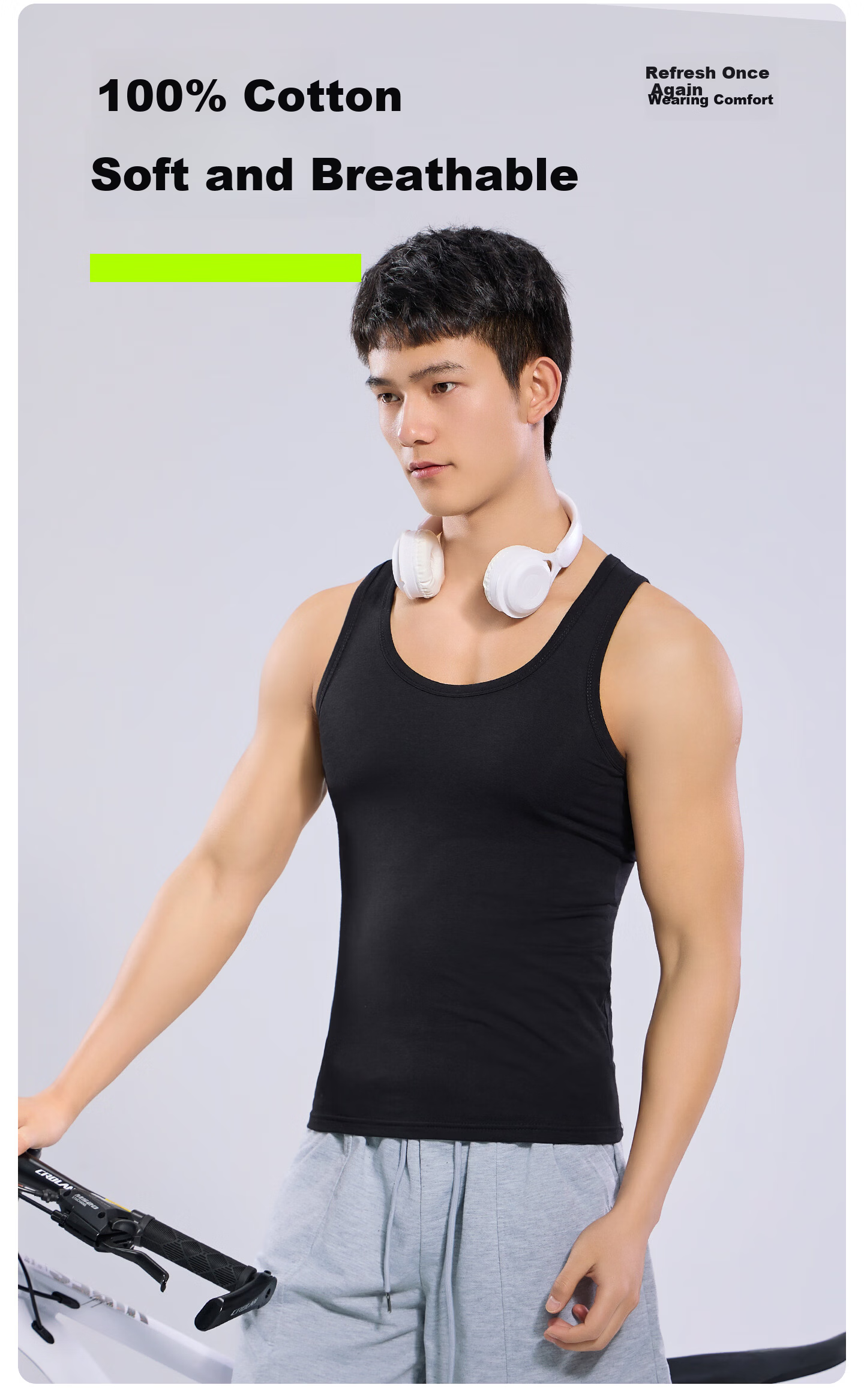 Youkeshu Men's Summer Thin Cotton Slim Fit Tank Top Sports Sleeveless Sweat-Absorbing Fitness Shirt 1