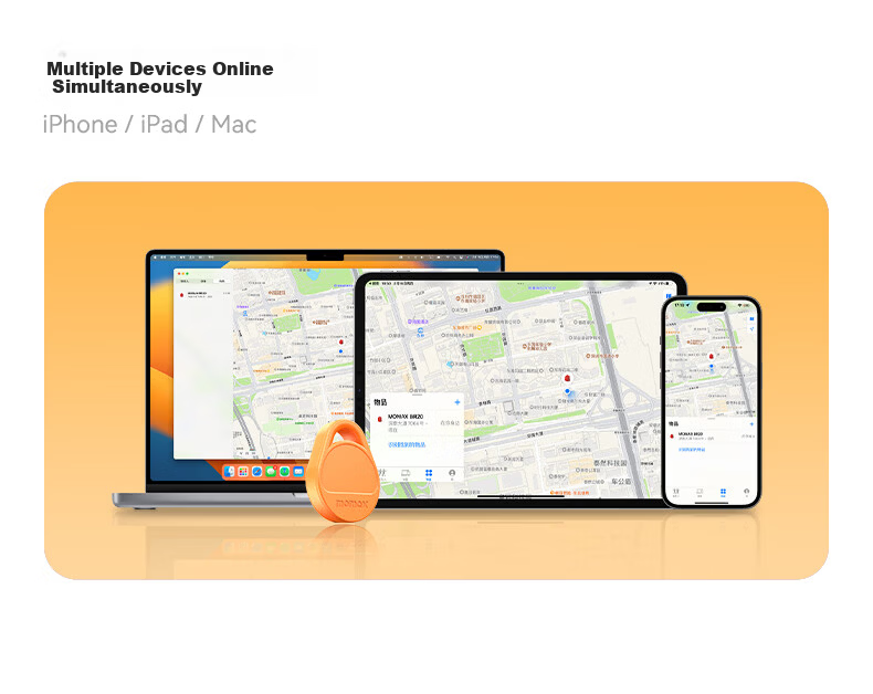 MOMAX Anti-Lost Tracker Locator for AirTag Compatible with Apple iPhone FindMy Certified USB-C Charging Waterproof Anti-Lost for Kids Elderly Pets Keys Luggage Bicycle Backpack 9