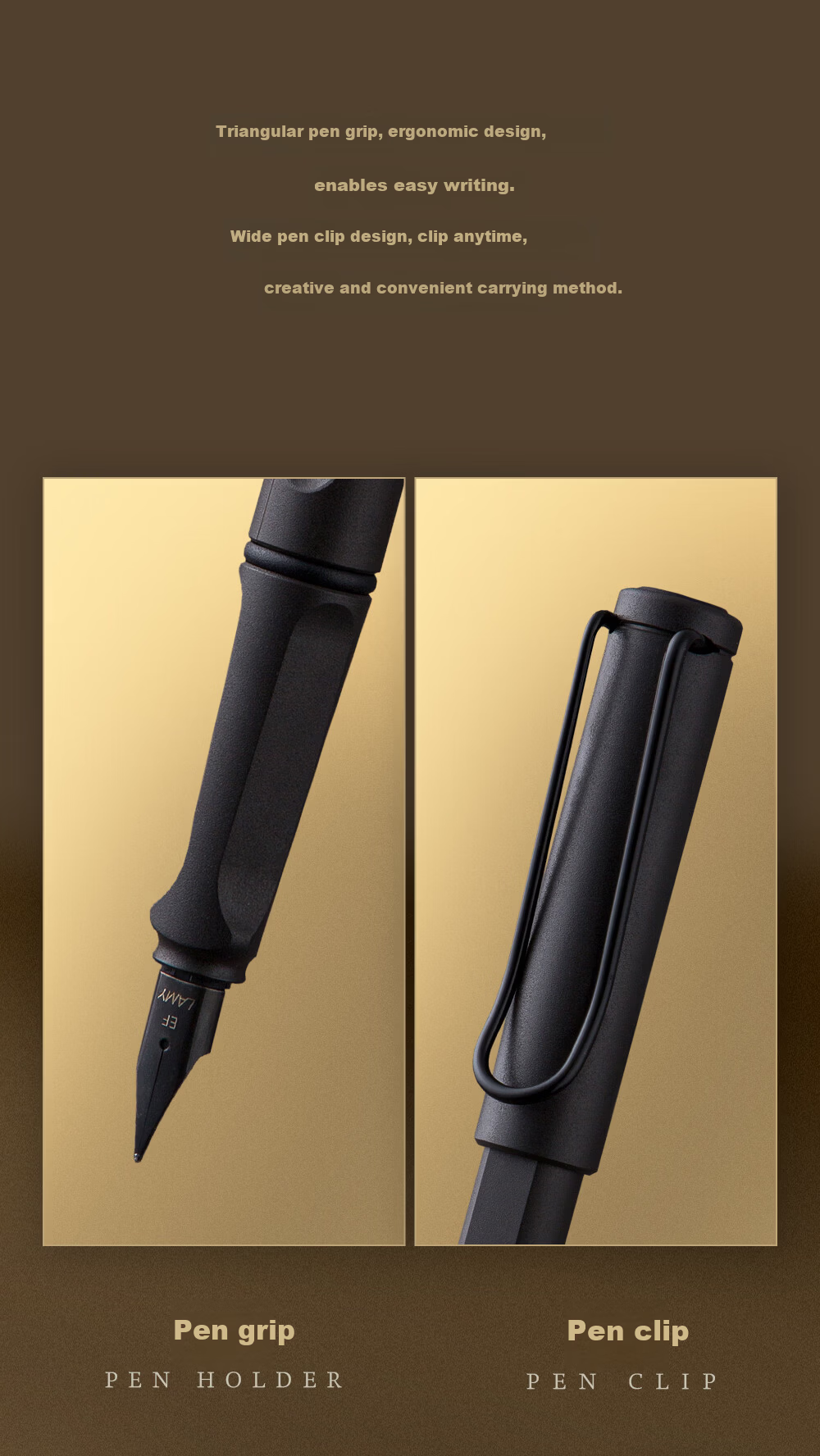 LAMY Safari Fountain Pen Gift Set with Pine Soot Ink, Matte Black 0.5mm, Calligraphy and Posture Training Pen for Students, Office Stationery Gift 10