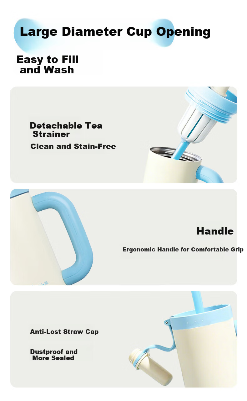 Bear Straw Tumbler Large Capacity Stainless Steel Insulated Water Bottle for Office Men Women Car Student Gift 10