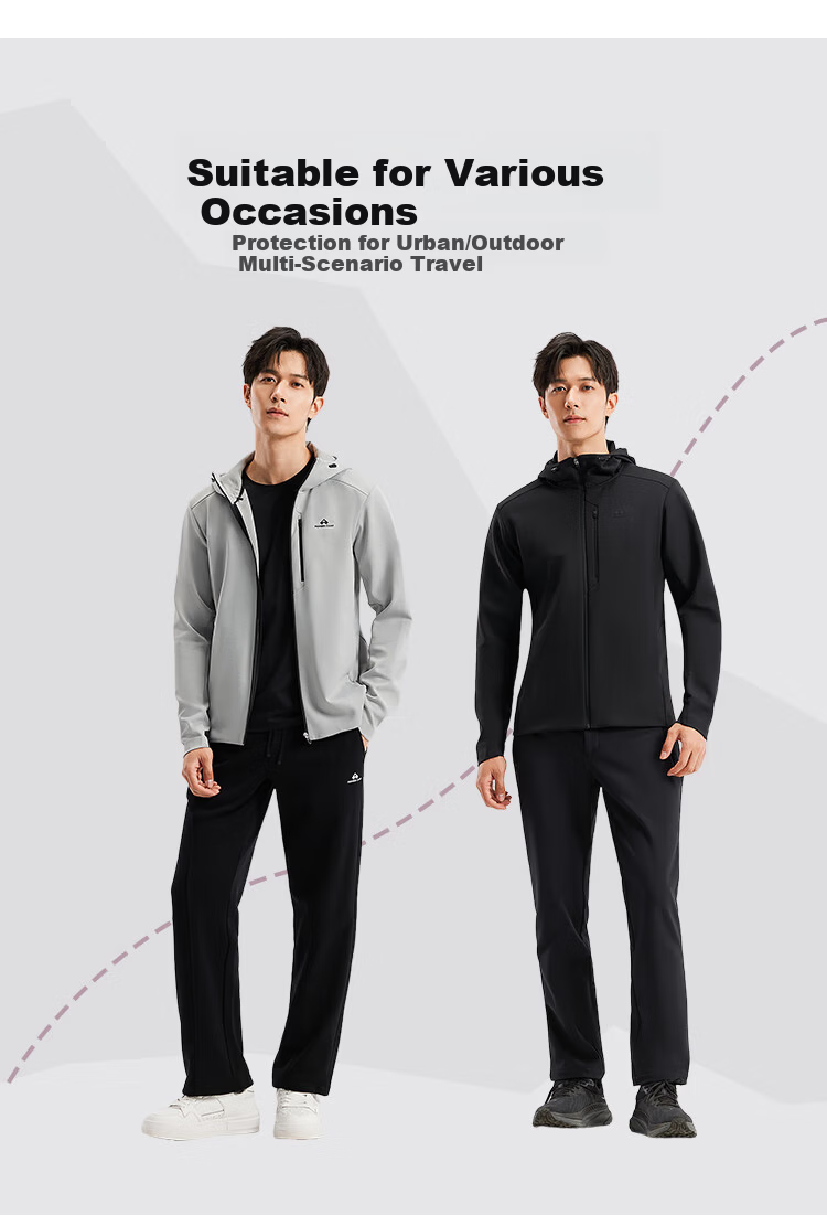 Toread Men's Softshell Jacket Autumn Winter Outdoor Windproof Warm Hooded Hiking Fleece-Lined Sports Cardigan 2