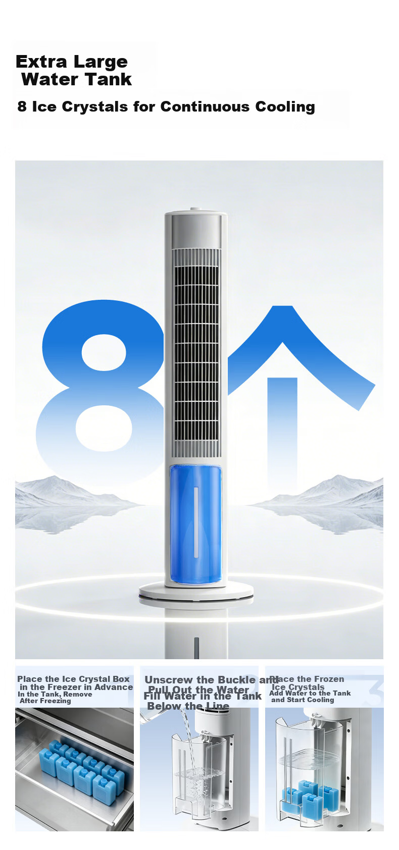 AIRMATE [Million Negative Ions] Lighthouse Cold Air Fan, Home Voice-Controlled Smart Water-Cooled Tower Fan, Gentle Wind Cooling Electric Fan, Floor Fan, Humidifying Timer Small Air Conditioner SRI39 6