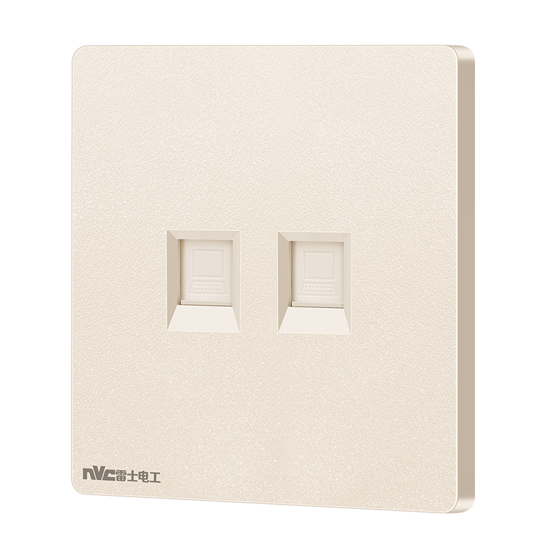 NVC Lighting Switch Socket Cream Style Ultra-thin Large Panel 2-Port Cat6 Computer Socket 86 Type N29 Early Moon Yellow
