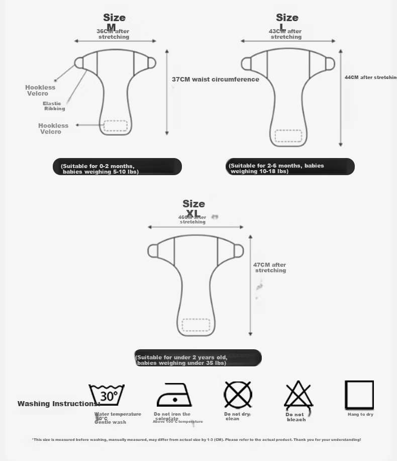 OUYUN Baby Washable Cotton Diaper Potty Training Pants Newborn White M 21