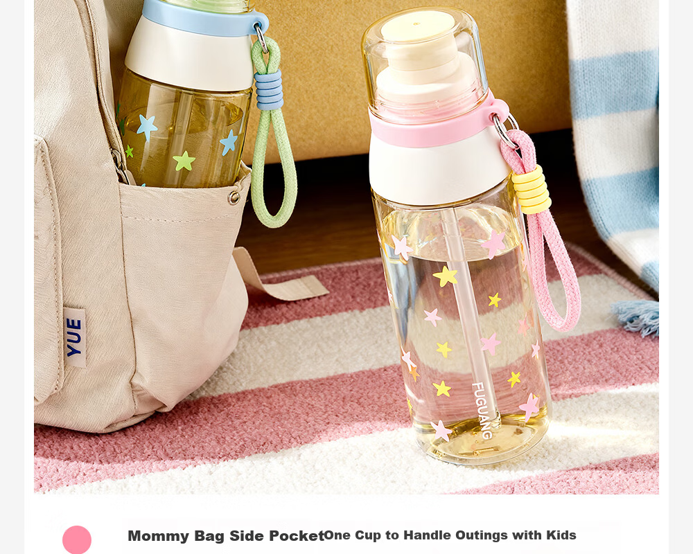 Fuguang Plastic PPSU Water Bottle Children's Student Portable Sports Tea Cup White Blue 580ML 14