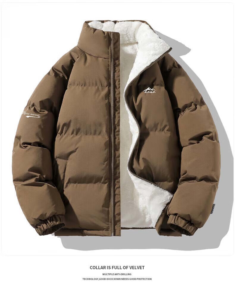 NASA MARVEL Cotton Jacket for Men, Winter Padded Coat, Couple Outfit, Thickened Loose Versatile Casual Coat, Black, Size L 16