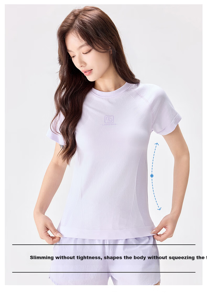 Langsha Women's Short Sleeve Summer Quick-Dry T-Shirt 10A Antibacterial Moisture-Wicking Ice Cooling Breathable Sports Running Top NS1940 10