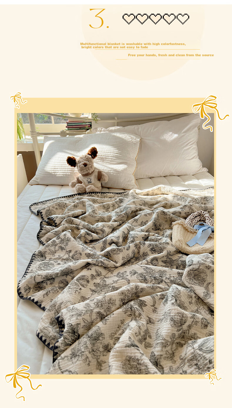 MUJI A-Class 100% Cotton Yarn Towel Blanket Quilt Four Seasons Air Conditioning Blanket Children's Nap Cover 150*200cm 10