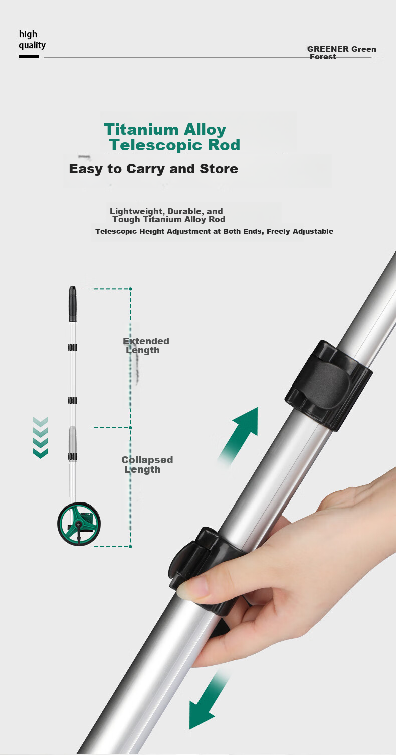 GREENER Wheeled Distance Measuring Wheel Handheld Mechanical Measuring Wheel Outdoor Folding 100cm 6
