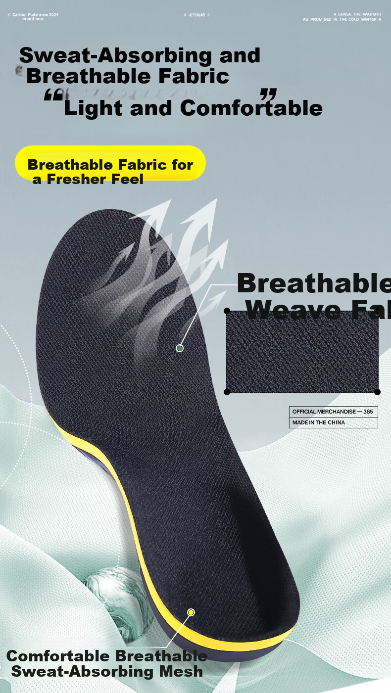 3515 Arch Support Insoles for Men Soft Thickened Anti-Odor Flat Feet Comfortable Sports High Elastic Shock Absorption 12