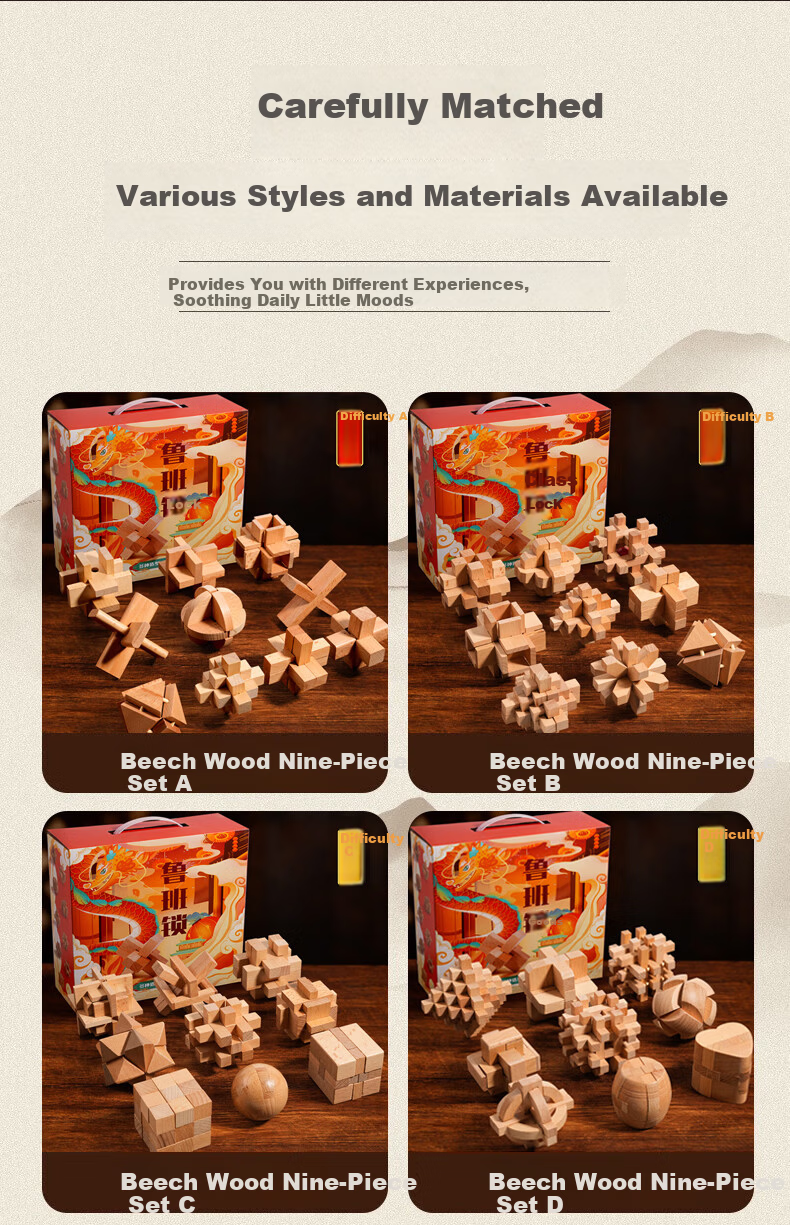 Five-Tail One-Corner Luban Lock Complete Set Educational Puzzle Toy Kongming Lock High Difficulty Unlocking for Children Boys Girls Ages 8-12 Birthday Gift 3