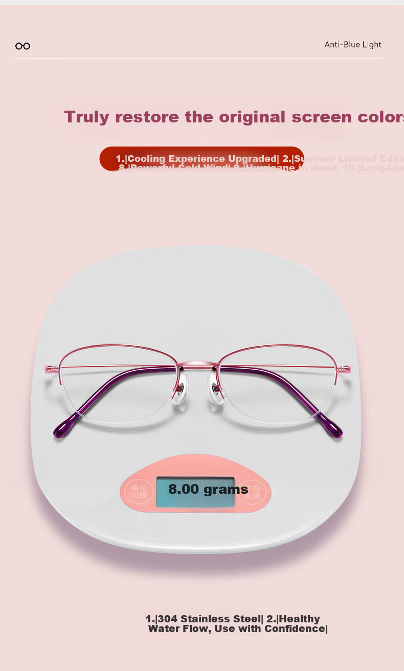 Sunset Red [Youthful Style Age-Reducing] Anti-Blue Light Fashion Ultra-Light Reading Glasses for Women E2021F 100 Degree 3