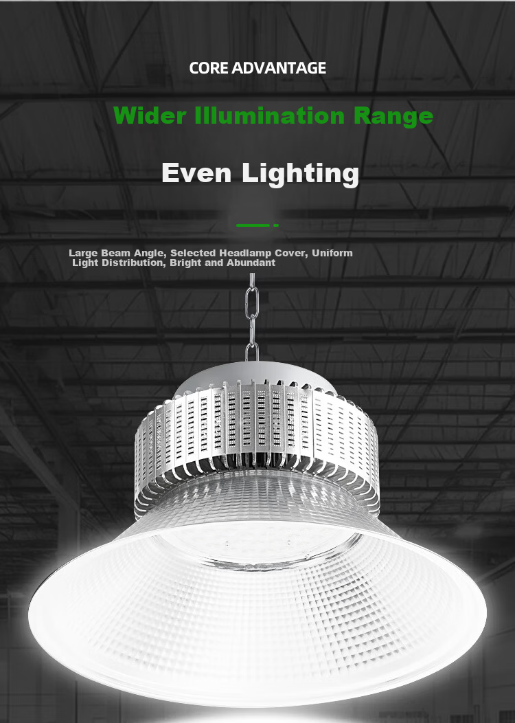 Biuyum LED Industrial Workshop Light Factory Warehouse High Power 200W Pendant Chain Mining Lamp White Light 12