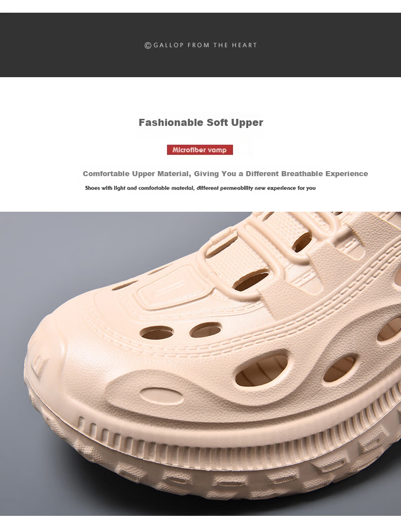 PLAYBOY Men's Summer 2026 Thick-Soled Closed-Toe Sandals Comfortable Thick-Soled Beach Shoes Khaki Size 40 5