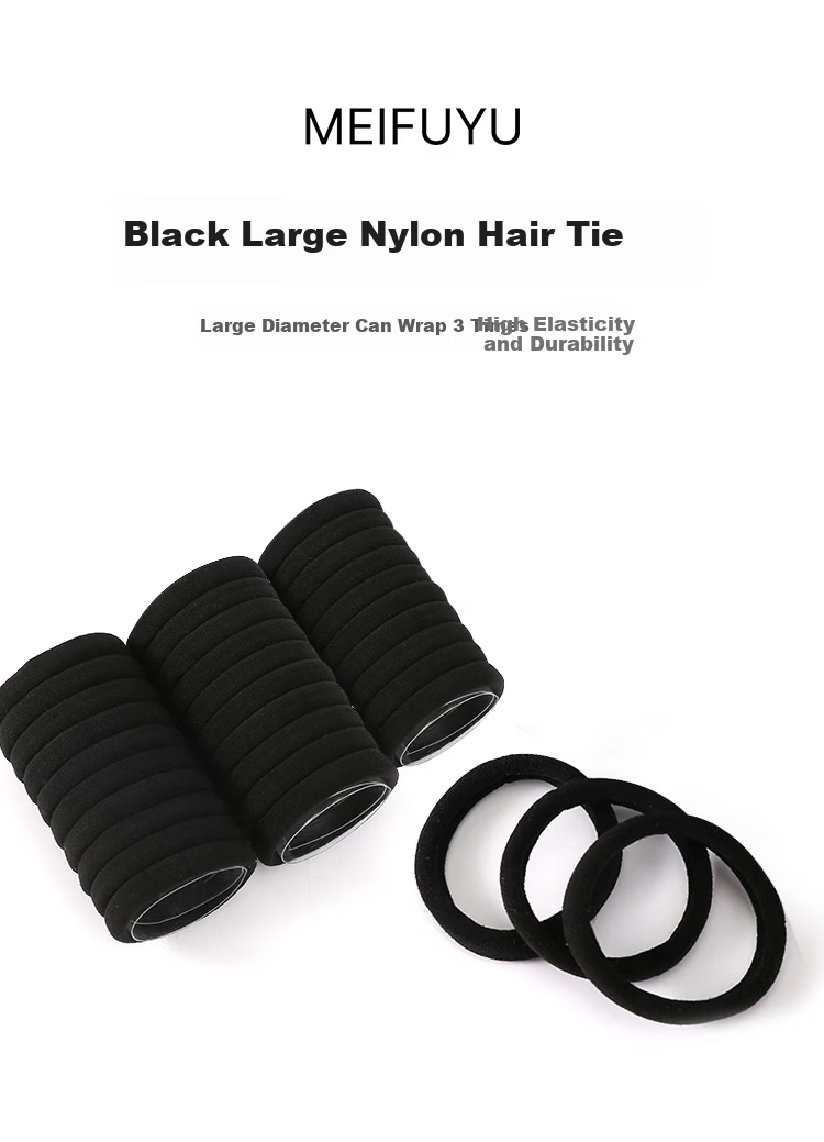 MEIFUYU Black High Elasticity Four-Strand Thin Hair Ties Hair Bands 30 Pieces Elastic Hair Bands WH7232 1