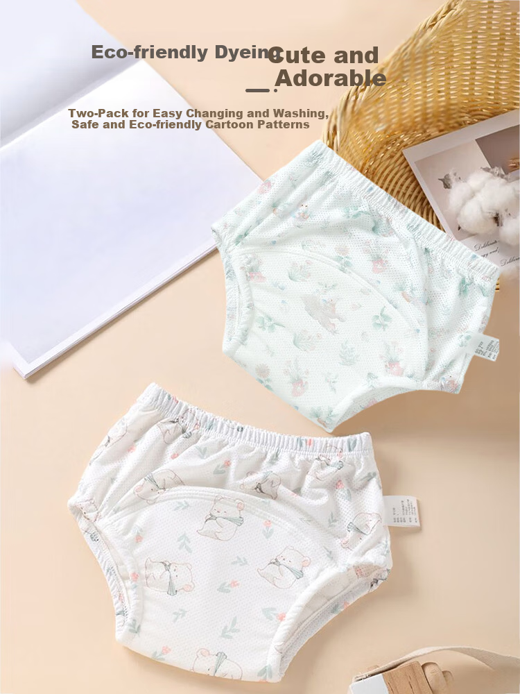 9i9 Baby Washable Diaper Pants Summer Toilet Training Mesh Breathable Infant Learning Pants Leakproof Underwear 2-Pack L 10